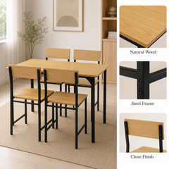 4-Seater Dining Table Set with Chairs – Finish Rectangular Dining Set