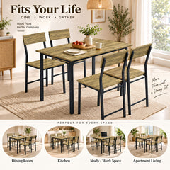 4-Seater Dining Table Set with Chairs – Finish Rectangular Dining Set