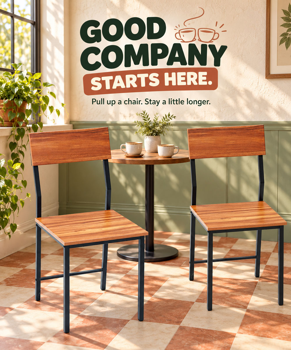 Set of 2 Chairs for Home, Kitchen, Office & Cafe
