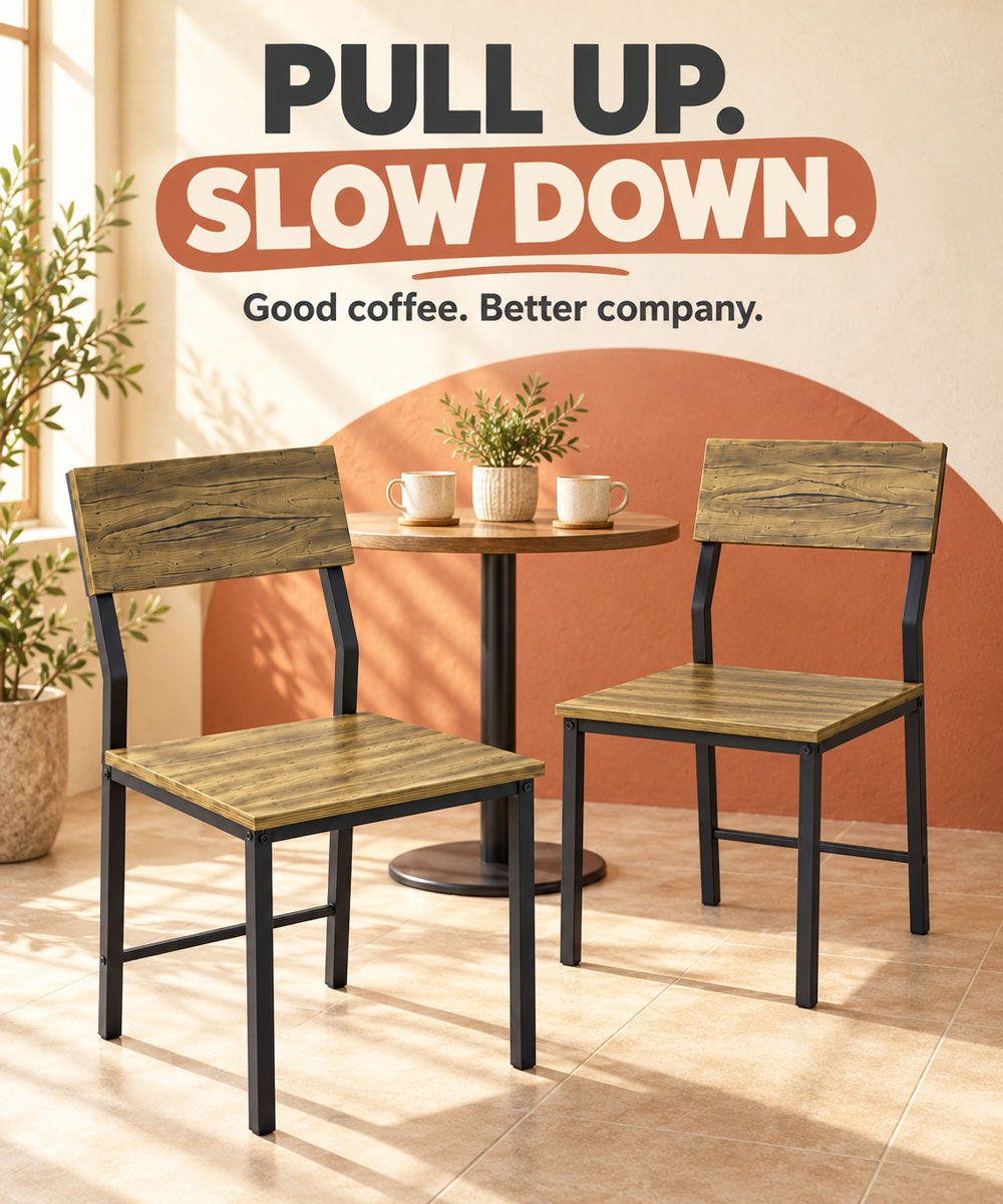 Set of 2 Chairs for Home, Kitchen, Office & Cafe