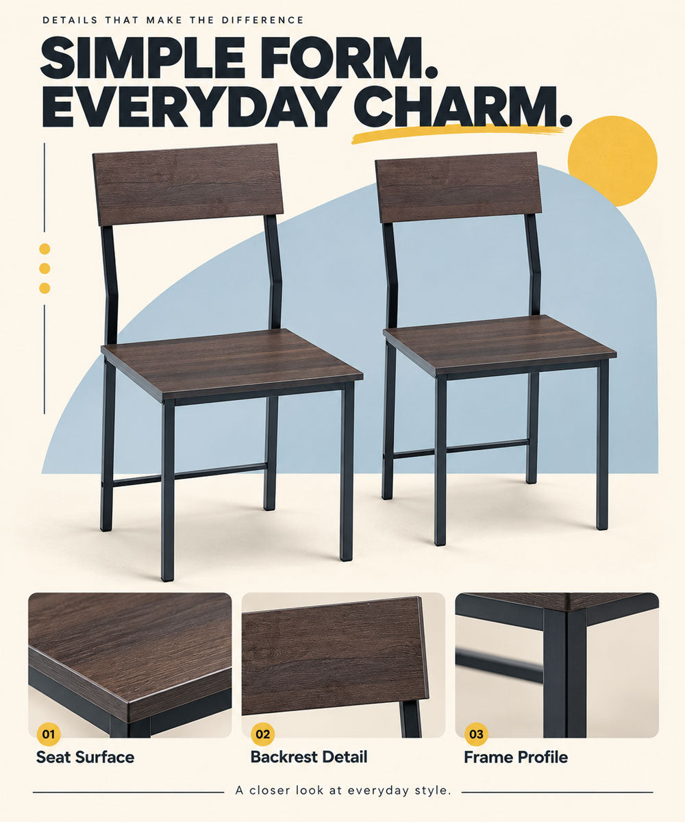 Set of 2 Chairs for Home, Kitchen, Office & Cafe