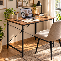 Minimalist Computer Desk with Metal Legs – Study Table for Home & Office
