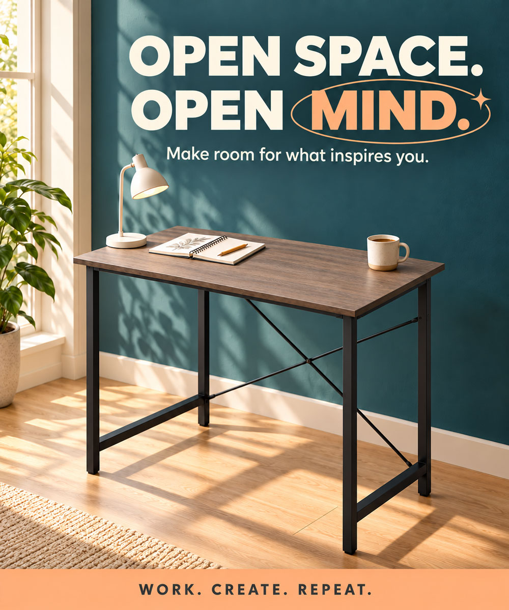 Minimalist Computer Desk with Metal Legs – Study Table for Home & Office