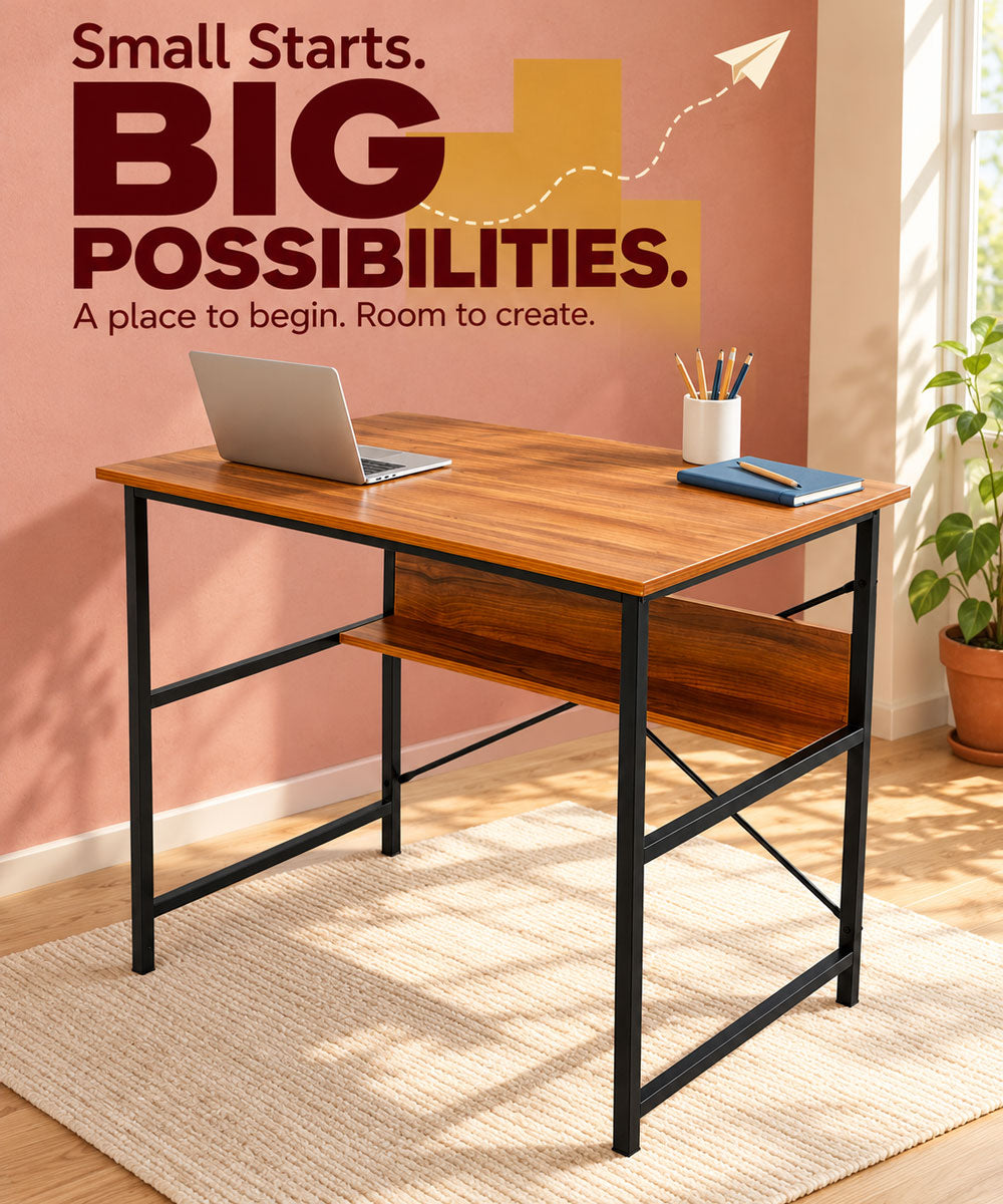 Modern Engineered Wooden Study Desk with Storage Shelf Computer Desk & Writing Table for Home & Office