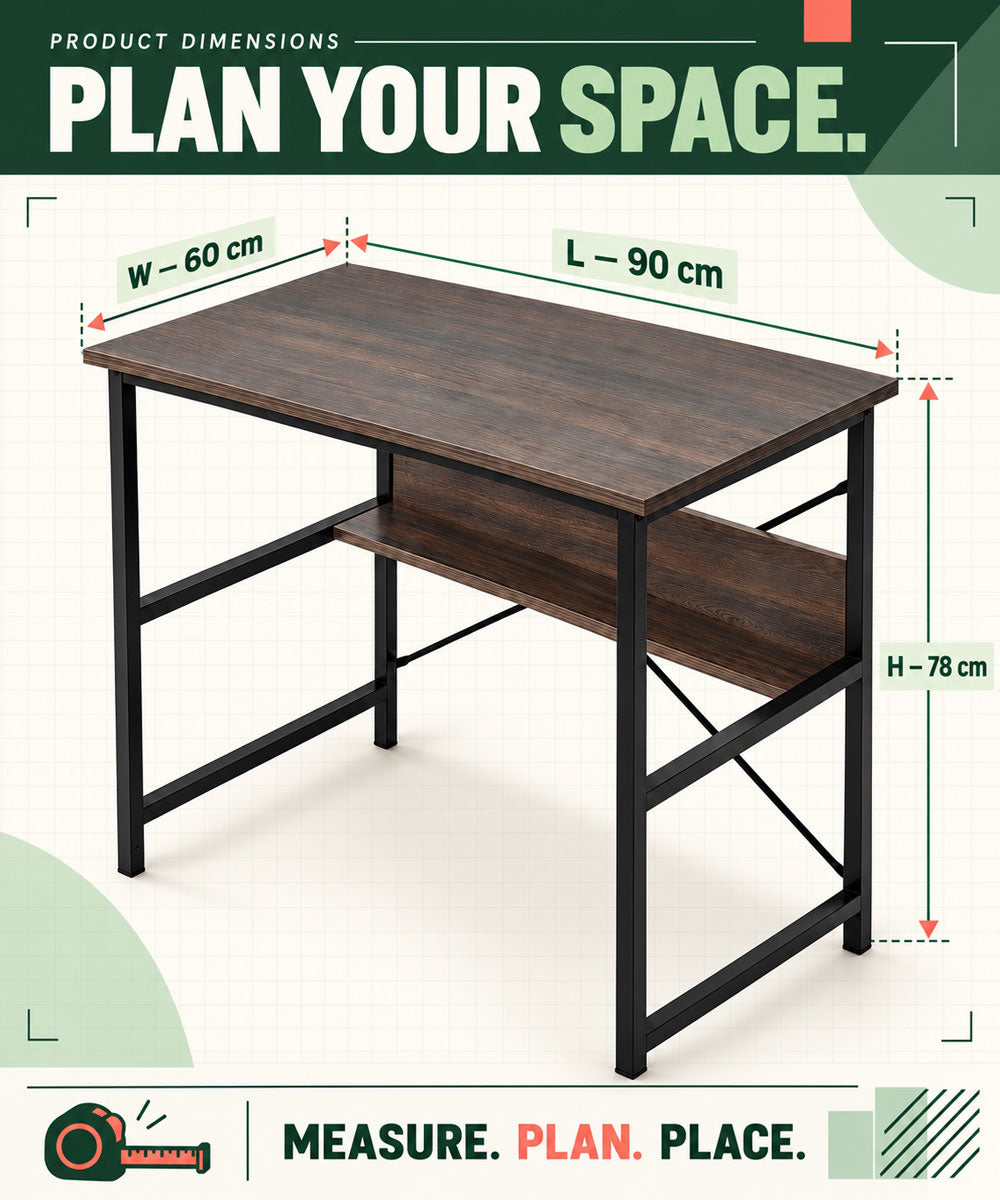 Modern Engineered Wooden Study Desk with Storage Shelf Computer Desk & Writing Table for Home & Office