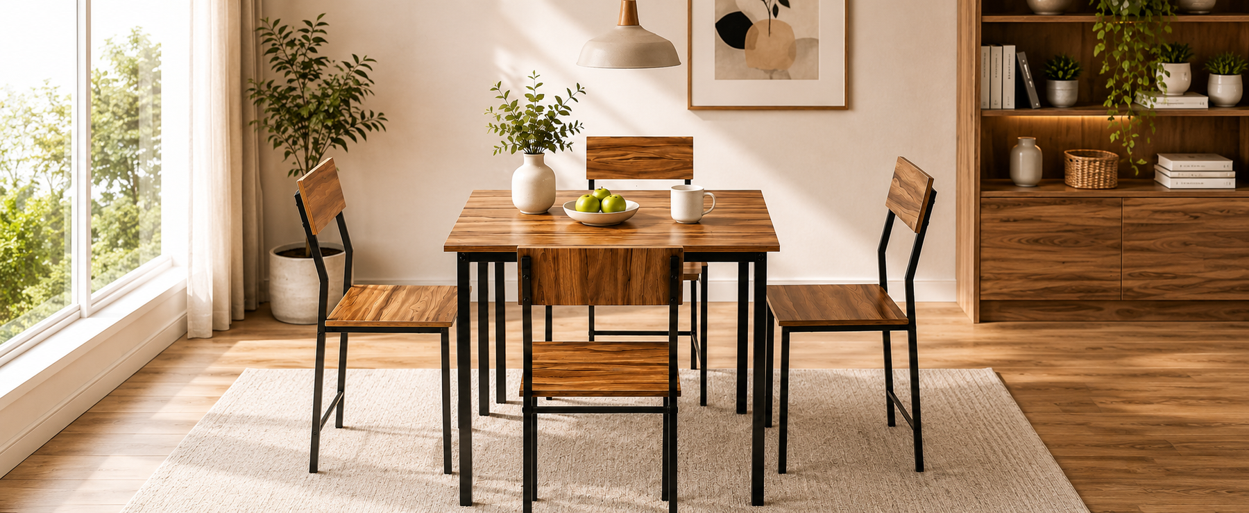 Compact Dining Table Set with 4 Chairs – Dining Set for Home