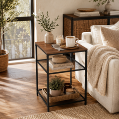 Modern Side Table with Metal Frame –  Table for Living Room & Bedroom