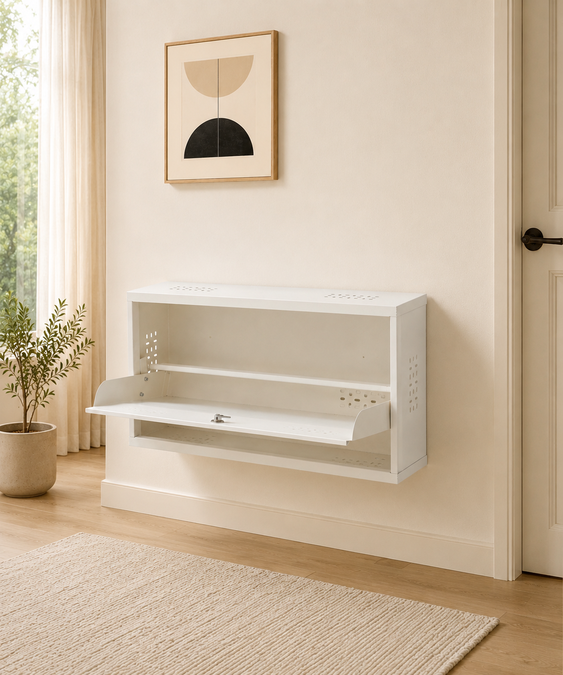 Wall-Mounted Metal Shoe Rack with Storage Ledge – Compact Shoe Organizer