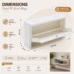 Wall-Mounted Metal Shoe Rack with Storage Ledge – Compact Shoe Organizer