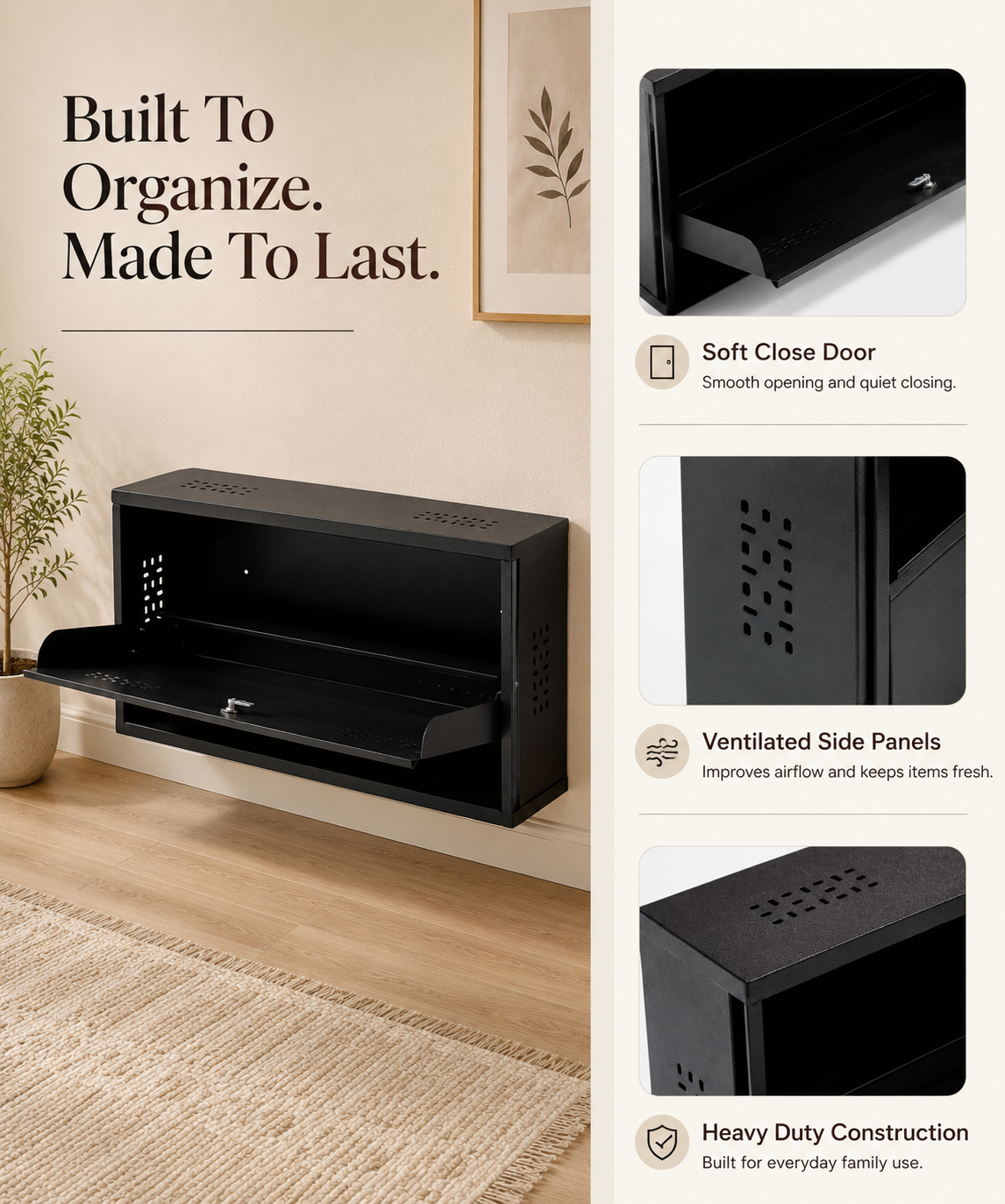 Wall-Mounted Metal Shoe Rack with Storage Ledge – Compact Shoe Organizer