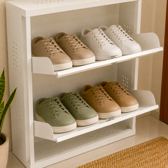 Wall-Mounted Metal 2-Tier Shoe Rack – Open Shoe Storage Shelf