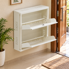 Wall-Mounted Metal 2-Tier Shoe Rack – Open Shoe Storage Shelf