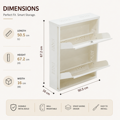 Wall-Mounted Metal 2-Tier Shoe Rack – Open Shoe Storage Shelf