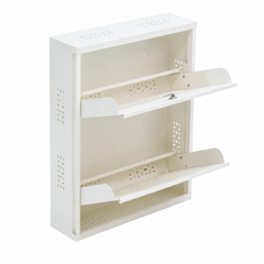 Wall-Mounted Metal 2-Tier Shoe Rack – Open Shoe Storage Shelf