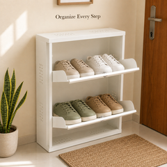 Wall-Mounted Metal 2-Tier Shoe Rack – Open Shoe Storage Shelf