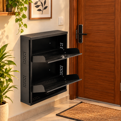 Wall-Mounted Metal 2-Tier Shoe Rack – Open Shoe Storage Shelf