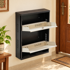 Wall-Mounted Metal 2-Tier Shoe Rack – Open Shoe Storage Shelf
