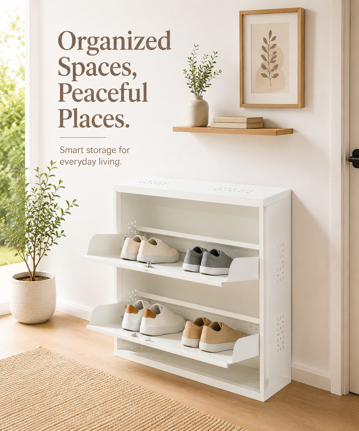 2-Tier Wall-Mounted Metal Shoe Rack – Large Size Shoe Storage Organizer