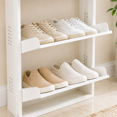 4-Tier Wall-Mounted Vertical Metal Shoe Rack with Slot Storage – Large Shoe Organizer