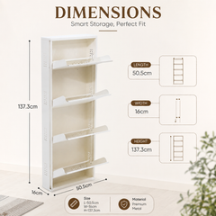 4-Tier Wall-Mounted Vertical Metal Shoe Rack with Slot Storage – Large Shoe Organizer