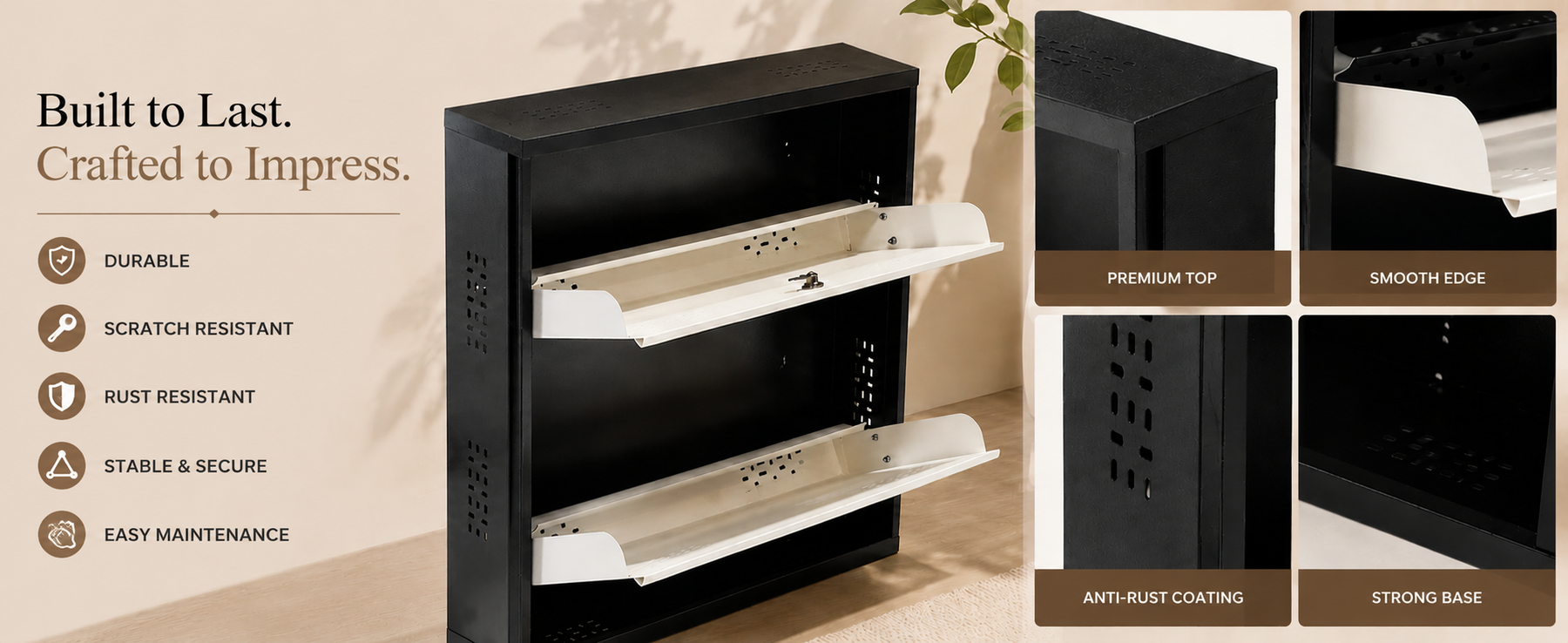 2-Tier Wall-Mounted Shoe Rack – Large Size Shoe Storage Organizer