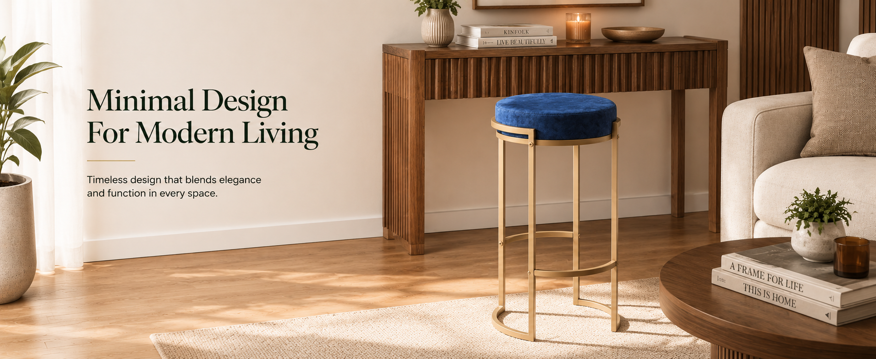 Round Stool with Metal Legs – Accent Stool