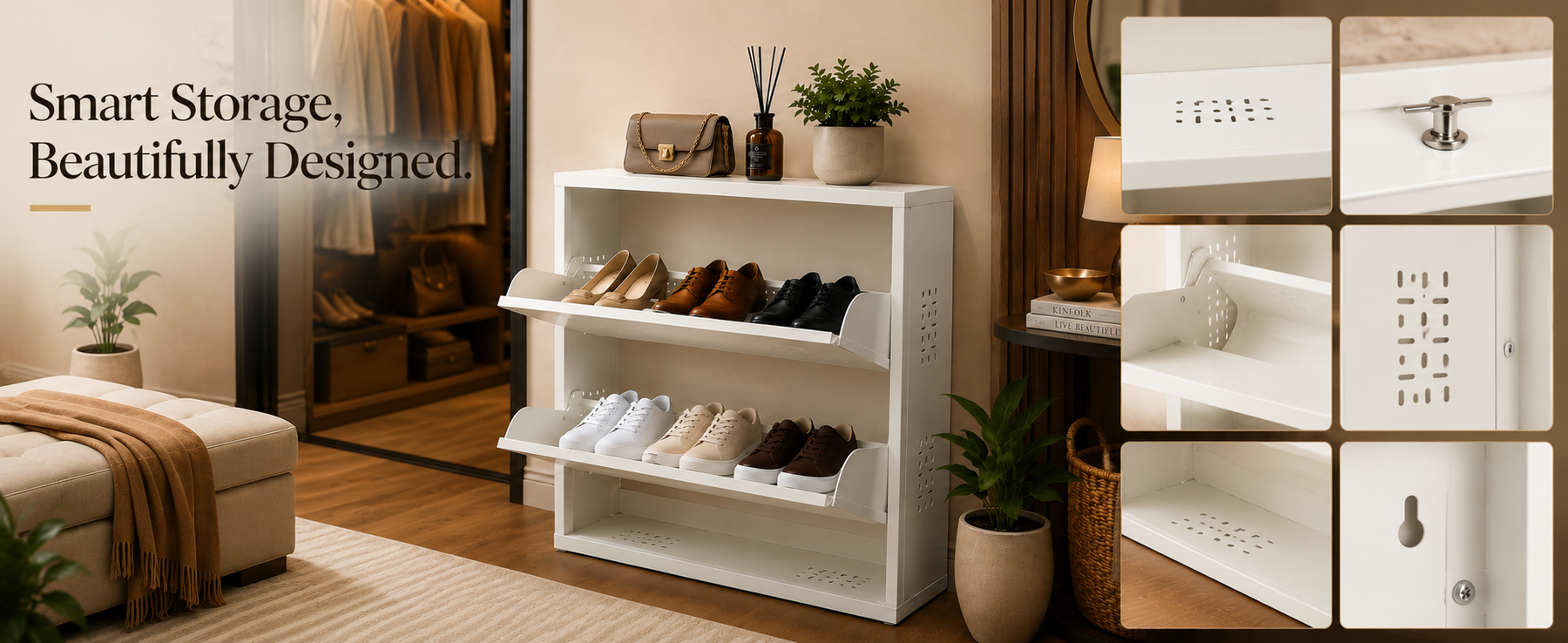Wall-Mounted 2-Tier Shoe Rack – Open Shoe Storage Shelf