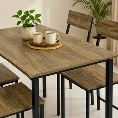 4-Seater Dining Table Set with Chairs – Finish Rectangular Dining Set