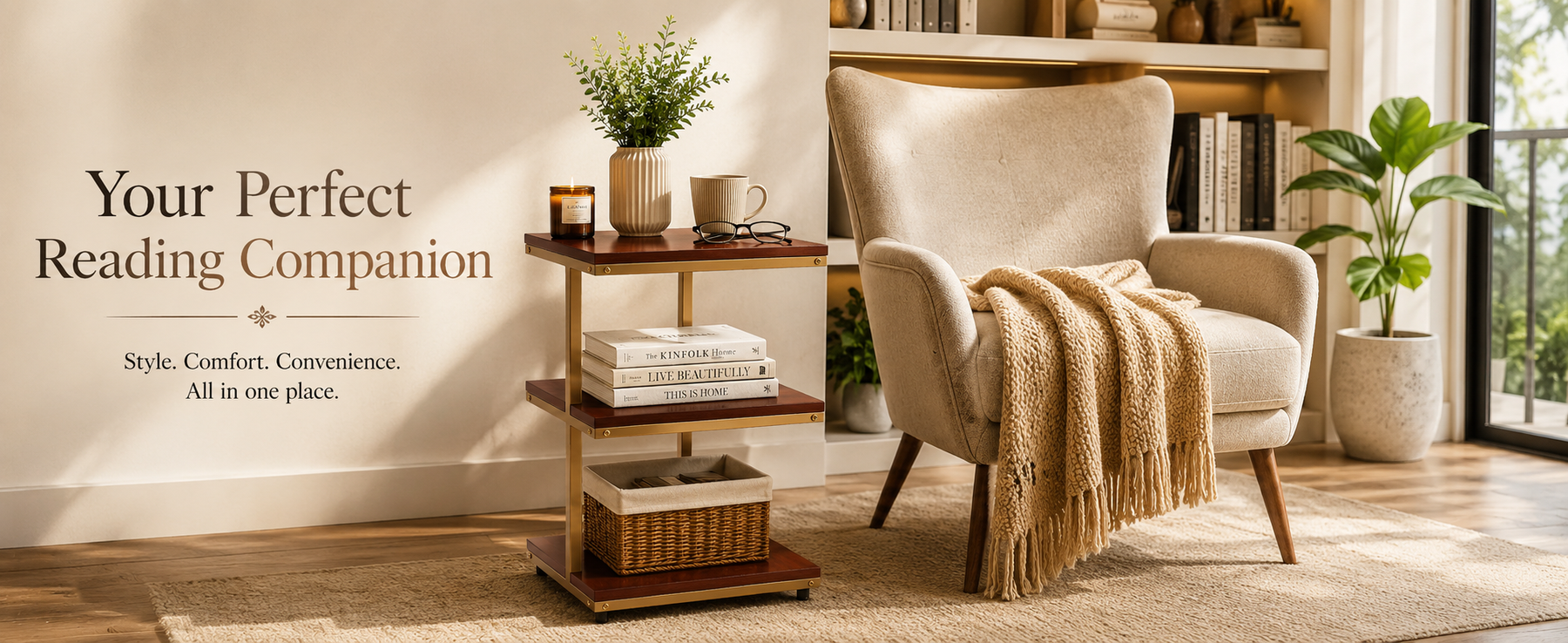 3-Tier Corner Display Shelf with Metal Frame – Mahogany Finish Storage Stand