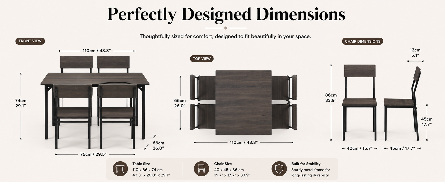 4-Seater Dining Table Set with Chairs – Finish Rectangular Dining Set