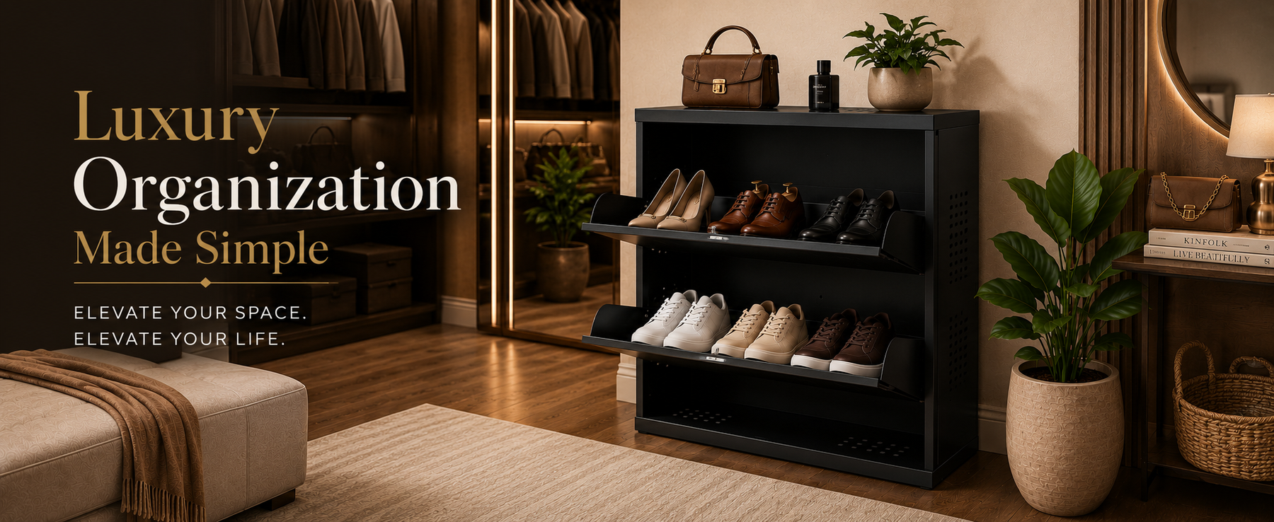 Wall-Mounted 2-Tier Shoe Rack – Open Shoe Storage Shelf